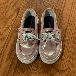 Sperry Pink Shimmer Boat Shoes, Size 8.5M